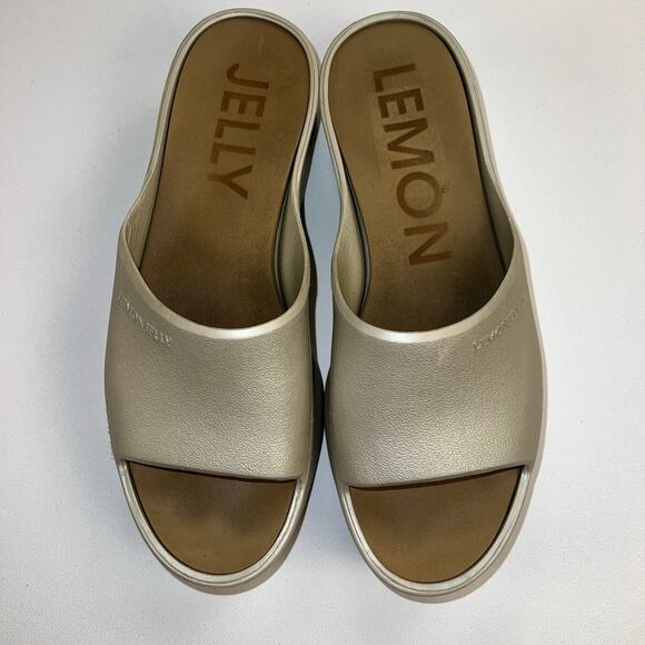 Lemon Jelly Sunny Molded Slide Platform Sandals Champagne Silver Size EU 41 (10) - Picture 3 of 12